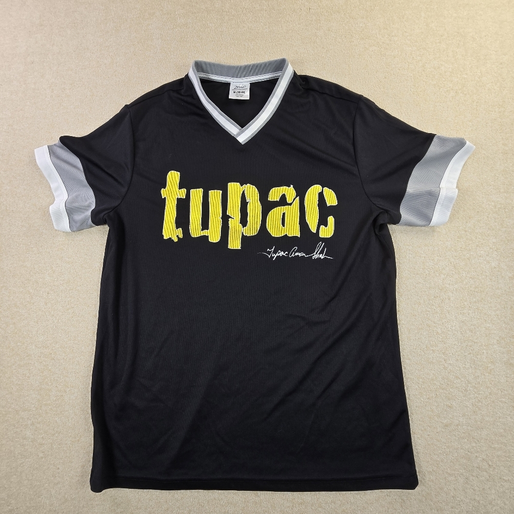 2Pac Tupac Shakur Black Graphic Jersey Shirt Men’s M 38-40